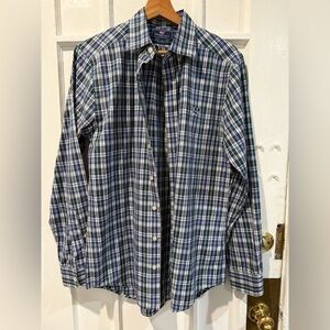 Vineyard Vines Navy and White Plaid Shirt